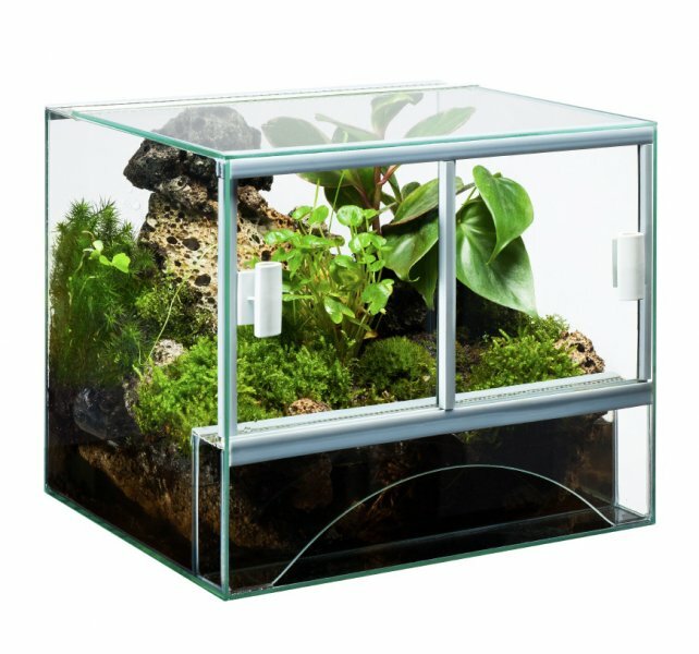 Glas Terrarium Glasterrarium 18 75 Liter rechteck Becken Schiebetür