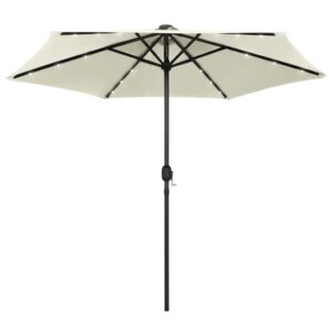 Stabiler Sonnenschirm mit Solar LED Beleuchtung für Terrasse und Garten