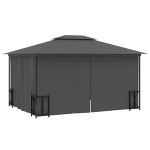 Großer Pavillon mit Seitenwänden und Doppeldach für Garten und Terrasse