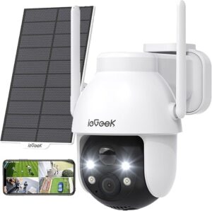 2K Überwachungskamera Außen Solar WLAN 360° PTZ Kamera PIR Nachtsicht