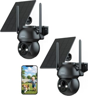 2x Xega Überwachungskamera Solar HD PTZ Kabellos Überwachung Außen Akku XG22 PIR