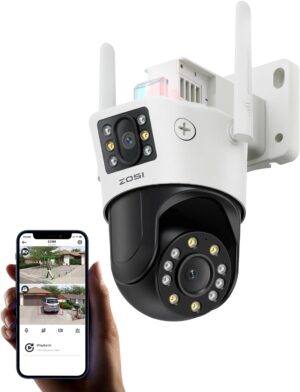 ZOSI 8MP WIFI Überwachungskamera Außen Dual Linse 4MP+4MP Pan Tilt WLAN Kamera