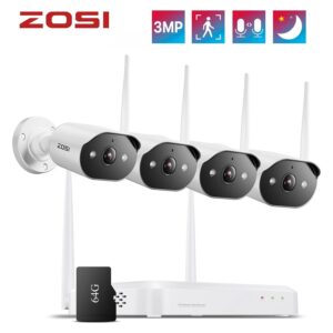 ZOSI 2K 3MP WLAN Überwachungskamera Set Außen 8CH NVR 64GB WiFi 6 Kamera Outdoor