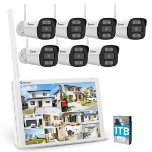 JENNOV 5MP berwachungskamera Set Auen Kamera Funk WLAN 10CH 2TB NVR Audio