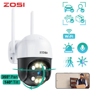 ZOSI Überwachungskamera Außen PT Dome WiFi IP Kamera 3MP 5x Digitaler Zoom Ton