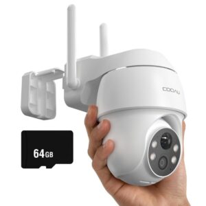 COOAU 2K Überwachungskamera Aussen Akku PTZ 355°/90° Kabellose WLAN IP Kamera