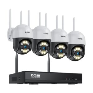ZOSI 3MP Funk Überwachungskamera Set Aussen 8CH NVR ohneHDD WLAN PTZ Dome Kamera