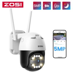 ZOSI 5MP Funk PT Überwachungskamera Außen Schwenkbar IP Zoom Kamera Nachtsicht