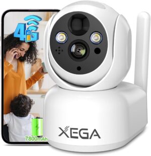 Xega 4G LTE Überwachungskamera Innen Akku mit SIM Karte 2K PTZ Ohne WLAN Kamera