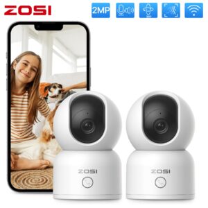 ZOSI 2PCS 1080P WLAN Überwachungskamera Innen 360° Schwenkbar IP Kamera Indoor