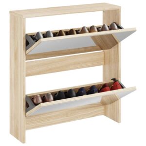 Platzsparender Spiegel-Schuhschrank zur Wandmontage mit zwei Klappfächern