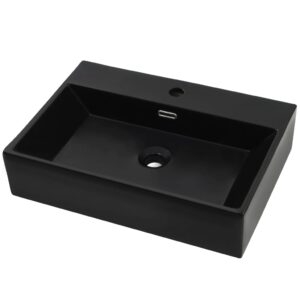 Waschbecken mit Hahnloch Keramik Waschtisch Handwaschbecken Aufbau NEU