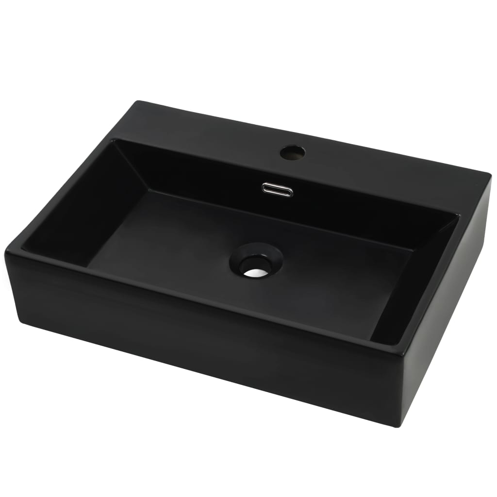 Waschbecken mit Hahnloch Keramik Waschtisch Handwaschbecken Aufbau NEU