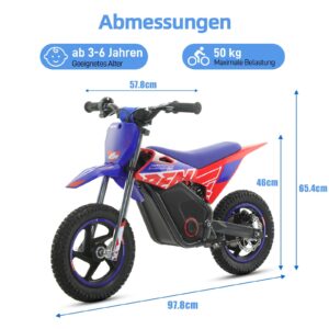 12Zoll E Offroad Motorrad Kinder 150W 2 Gänge 24V 5.2AH für 3 6 Jahren 6/13KM/H