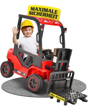 Kinder Elektro Gabelstapler 6 km/h Rot 35kg mit Fernbedienung MP3 USB Bluetooth