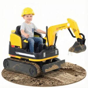 Kinder Bagger Elektro mit Fernbedienung Beweglich Fahrbar Bolldozer 12V Akku 50W