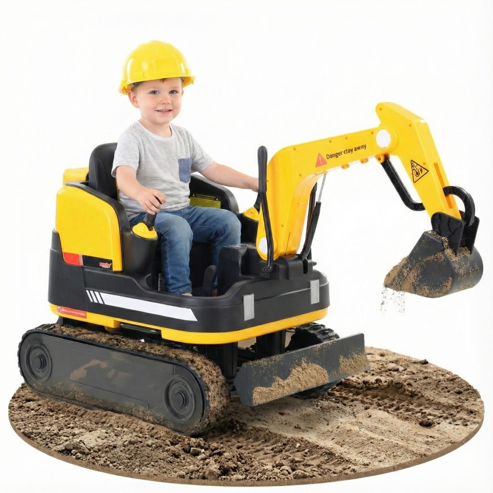 Kinder Bagger Elektro mit Fernbedienung Beweglich Fahrbar Bolldozer 12V Akku 50W