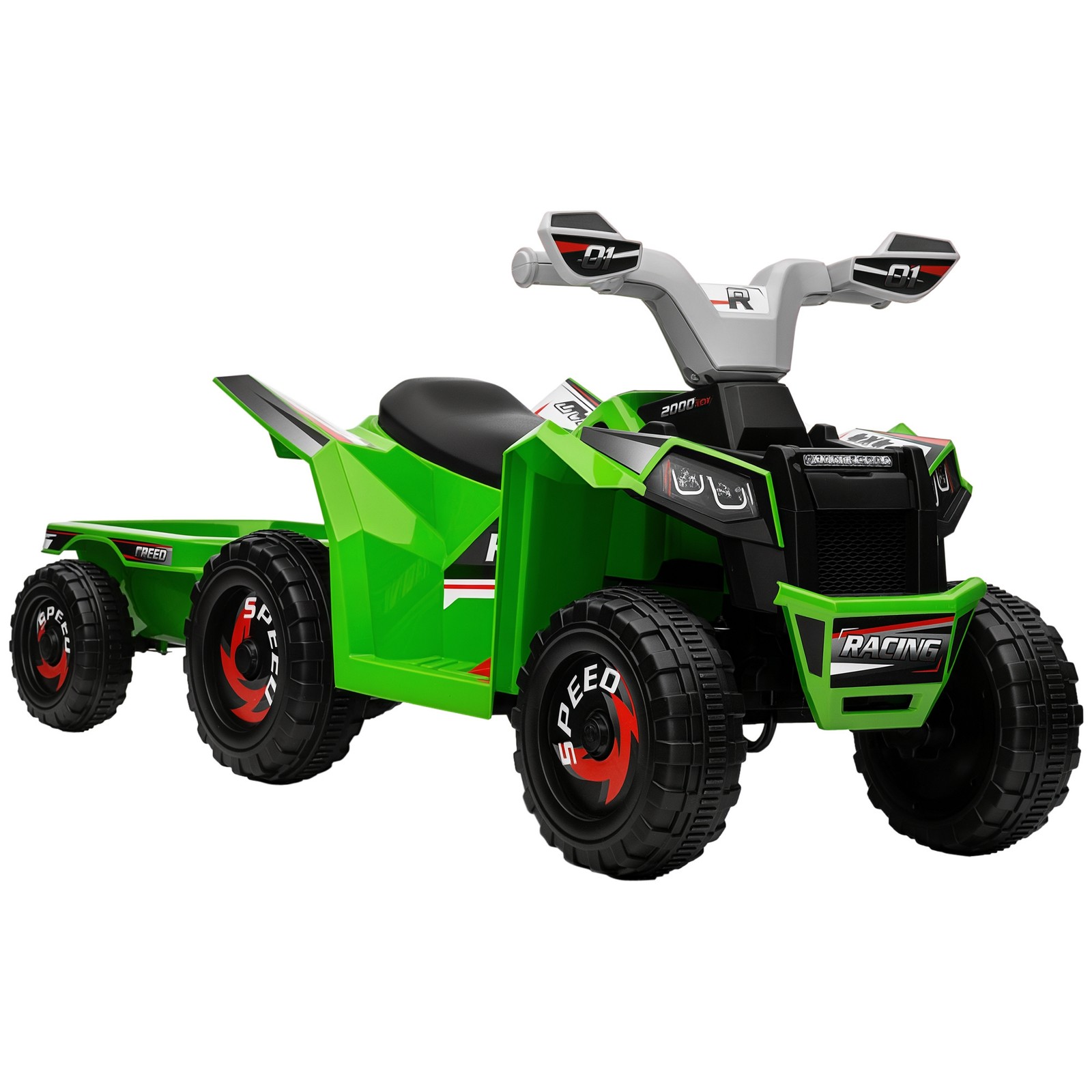 Kinderquad Kinder Elektro Quad 6V Elektroauto mit Anhänger 2 5 km/h Metall Grün