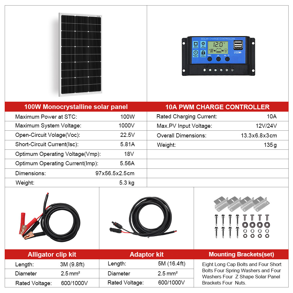 100W 200W 400W 12V Mono Solar Modul Starr für Dach Gartenhaus Carport Balkon