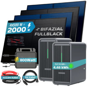 SUNNIVA® 2000W Balkonkraftwerk mit 4.48 kWh Speicher MARSTEK 2x B2500 D BIFAZIAL