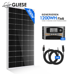 300W 12V Solar Set 40A Laderegler 300 Watt Solarmodul Solaranlage Garten Camping