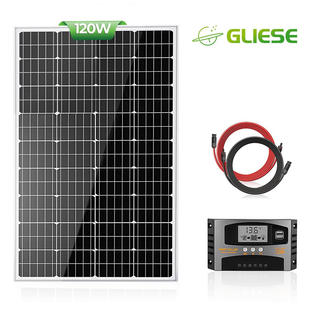 12V 120W Solarpanel Kit Mono Solarmodul Balkonkraftwerk Photovoltaik Solarmodule