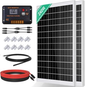 Monokristallines Solarpanel Solarzelle kit 240 W enthält 12 V Solarmodul + 30...