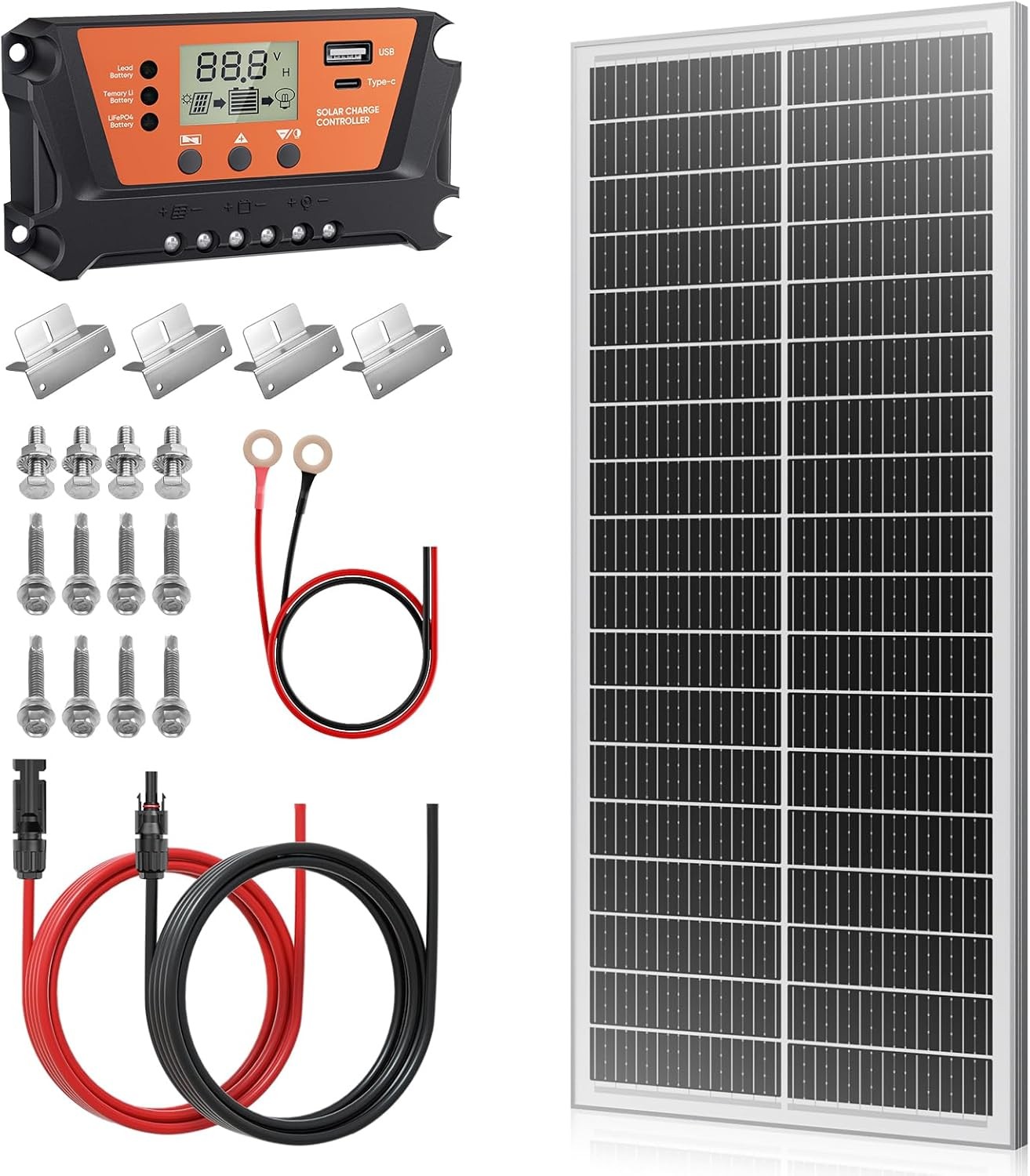 100W Solarpanel Mono Solarmodule Kit solaranlage Wohnmobil Boot RV Balkon