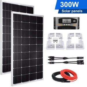300W 12V Solarpanel Solarmodul Solarpanel Kit Mit Montage PV Halterung Wohnmobil