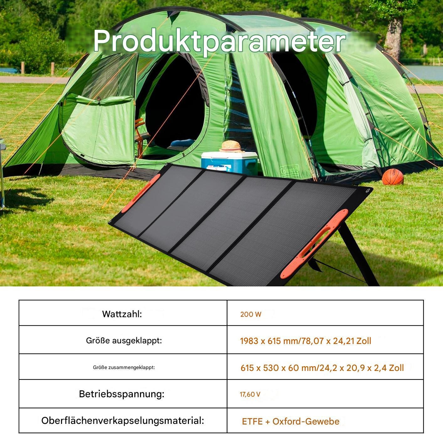 400W Solarpanel 12V Tragbar Faltbar Solarmodule für Camping Wohnmobil