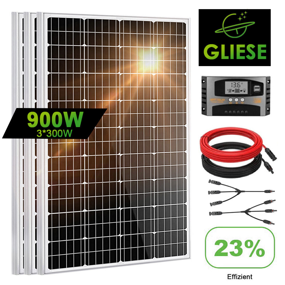 900W Solarpanel 12V Set Monokristallin Solarmodul Solaranlage Inselanlage 0%MwSt