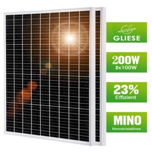 200W Solarpanel Solarmodul Photovoltaik Solarzelle 12V Monokristallin Wohnmobil