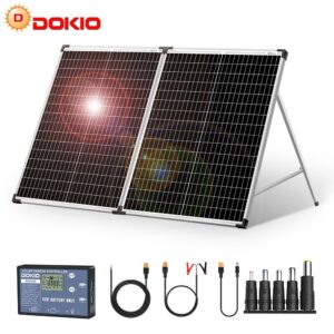 Dokio Solarpanel 100W 12v Faltbar Tragbare Kit für Camping Wohnmobil Batterie