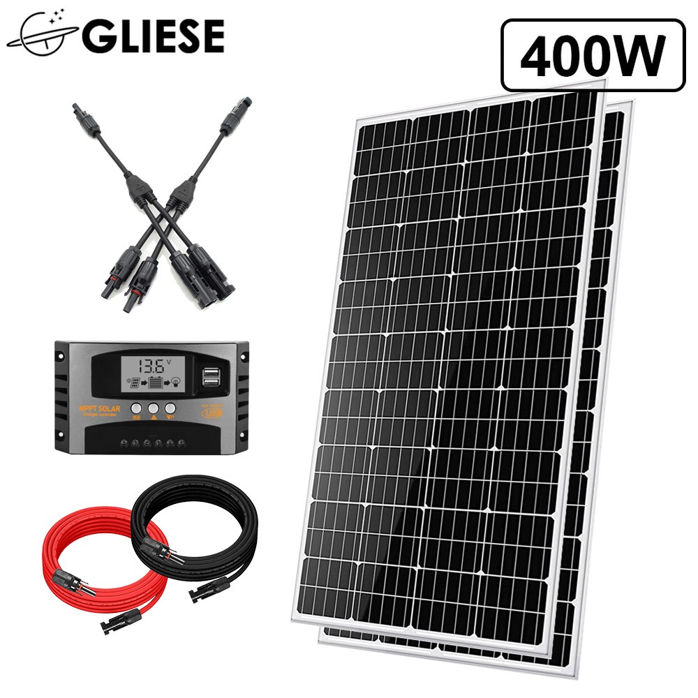 400W Solarmodul Set PV Solarpanel Monokristallin Wohnmobil Balkonkraftwerk Dach