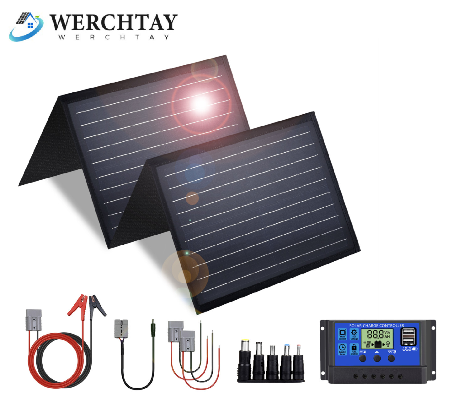 Solarpanel 200W Faltbar Solarmodul Tragbar Off grid für Wohnmobil Camping Garten