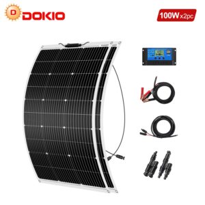 Dokio Leichtes 200W Solarpanel Kit Flexibel für Haus Garten & Wohnmobil
