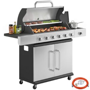 Gasgrill 18 6 KW 6+1 Brenner BBQ Grillwagen aus Edelstahl inkl Rolle Grillrost