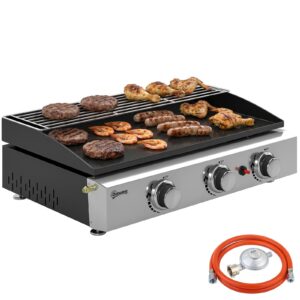 Gasgrill 7 5 KW Tischgrill mit 3 Brenner Keramische Lackbeschichtung Grillrost