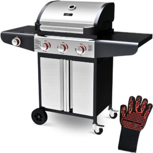 Grillwagen Gasgrill mit Deckel 3 + 1 Seitenbrenner Thermometer uvm.
