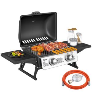 Gasgrill 5 6 KW Gas Grill inkl 2 Edelstahl Brenner Seitenablagen Druckminderer