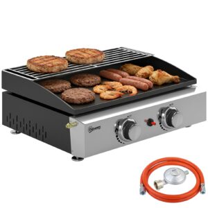 Gasgrill 5 KW Tischgrill mit 2 Brenner Keramische Lackbeschichtung Grillrost