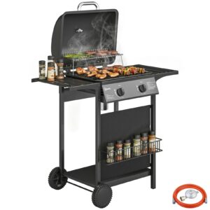 Gasgrill 5 KW 2 Brenner BBQ Grillwagen Edelstahl inkl Seitentisch Unterkorb