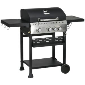 Gasgrill 3 KW 3+1 Brenner BBQ Grillwagen aus Edelstahl inkl Seitenbrenner