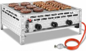Edelstahl Gasbrter Gasgrill Gastrobrter Tischgrill 3 Flammen mit Grillrost
