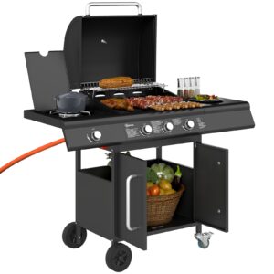 Gasgrill 12 2 KW 3+1 Brenner BBQ Grillwagen aus Edelstahl inkl Rolle Schwarz