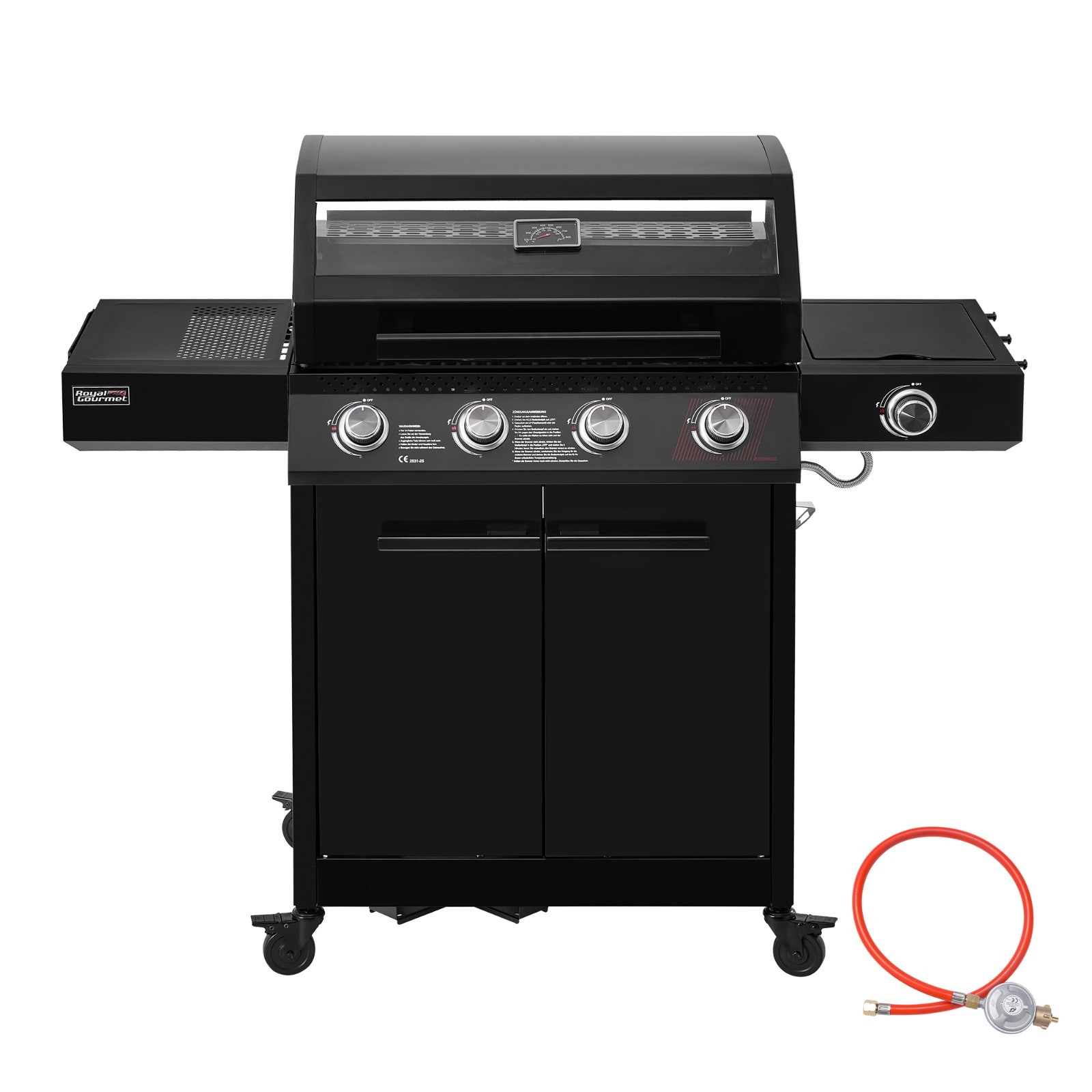 Royal Gourmet Gasgrill 15 5kW Grillwagen inkl Sichtfenster BBQ Grill Grillwagen