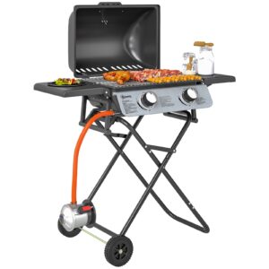 Gasgrill 5 6 KW Grillwagen inkl 2 Edelstahl Brenner klappbar Seitenablagen Rolle