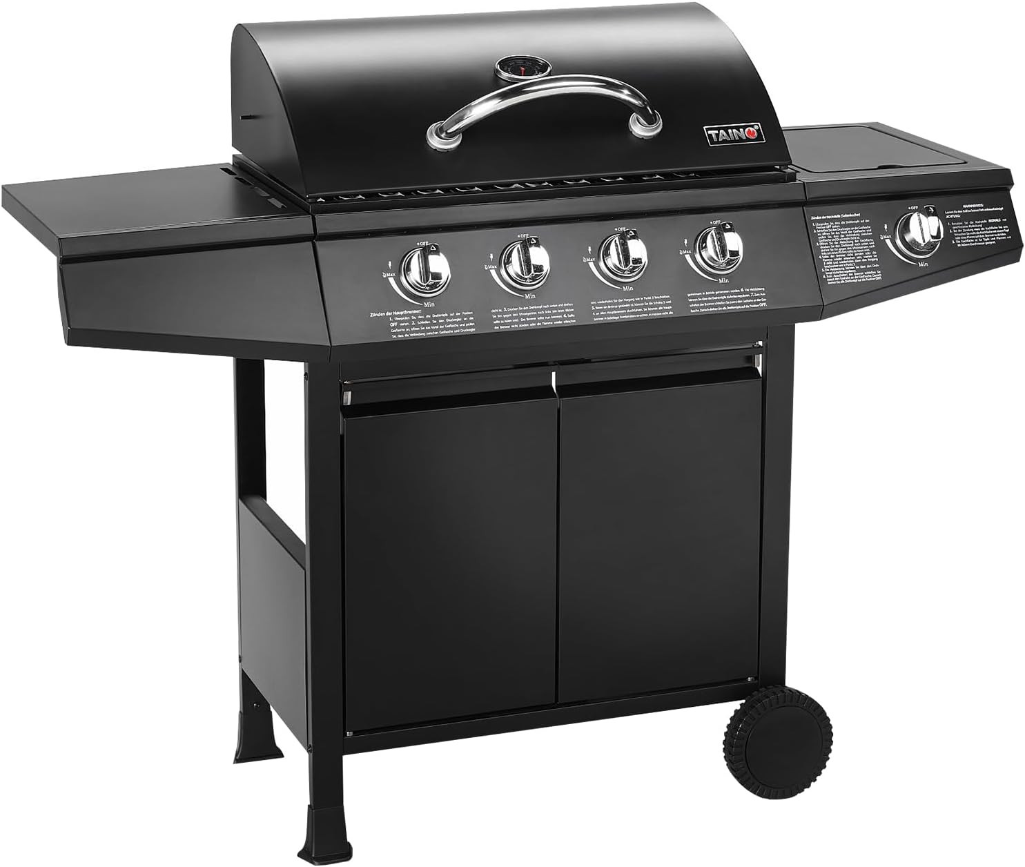 TAINO BASIC 4+1 Gasgrill Grillwagen Edelstahl Brenner Seitenkocher TÜV geprüft