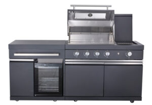 Buschbeck Outdoorküche Newcastle Black Gas Grill Kühlschrank BBQ