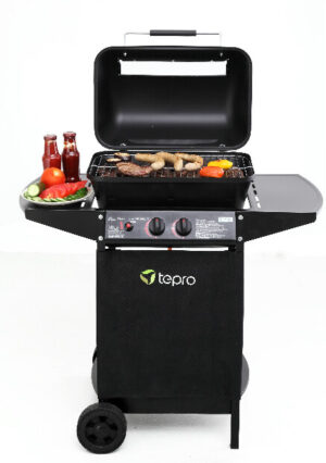 TEPRO 508C Lavasteingasgrill Irvine Grillwagen Gasgrill Doppelbrenner 2 x 3 0KW